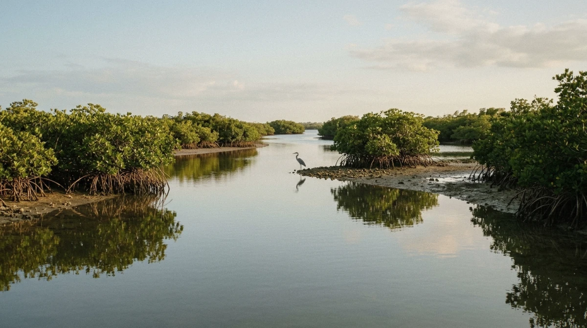 Mangrove islands and calm water in the Ten Thousand Islands on a Marco Island sunset cruise, Florida